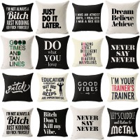 18'' Funny Intersting Letters Linen Pillow Case Standard Pillow Cover Home Decor   162666975619